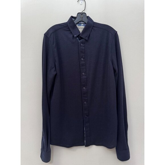 Heritage Report Collection Grey Shirt Slim Fit navy blue long sleeve size medium - Picture 4 of 4